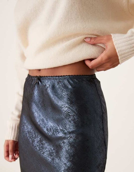 Miss Selfridge maxikjol i blå metallic - Image 3
