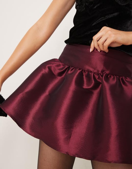 ASOS DESIGN tafettakjol i vinröd - Image 2