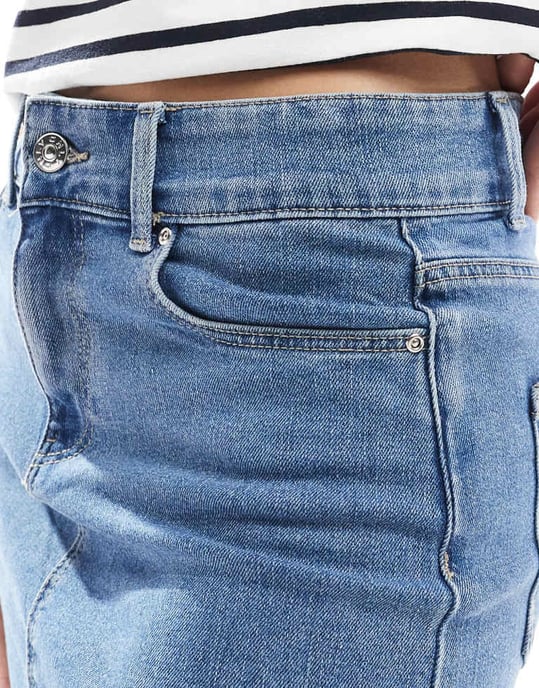 ENDAST denim mini kjol i ljus tvättad blå - Image 4