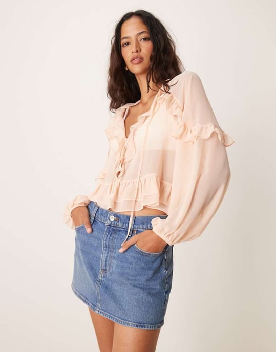 Abercrombie & Fitch denim-miniskjorta i blå denim - Image 1