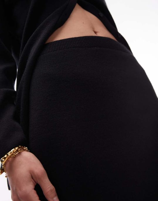 Topshop kompakta stickade minikjolset i marinblått - Image 4
