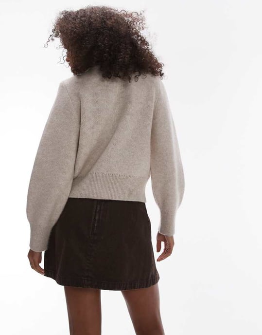 Topshop denim mini kjol med boxveck i brun - Image 3