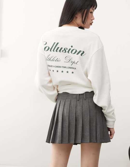 COLLUSION plisserad mini kilt i grått - Image 4