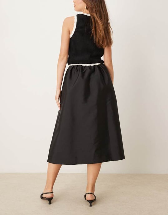 Gina Tricot hel längd volym puff nederdel midi kjol i svart - Image 4