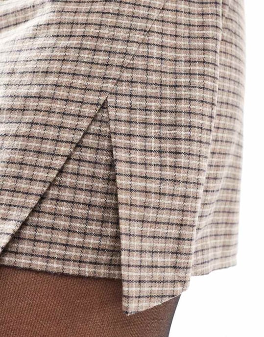 ASOS DESIGN skräddarsydd omslagskort kjol i rutigt mönster - Image 4