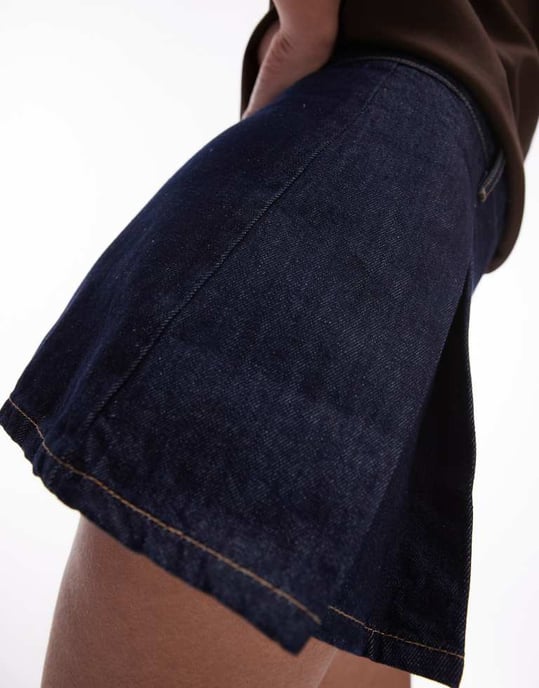 Topshop denim minikjol med boxveck i indigo tvätt - Image 3