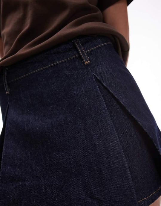 Topshop denim minikjol med boxveck i indigo tvätt - Image 4
