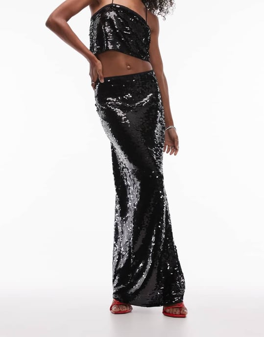 Topshop samordnad discpaljet maxi kjol i svart - Image 2