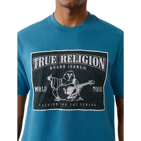 True Religion Mens T Shirts Mesh SRS Logo Crew Neck Summer Soft Cotton Tee - Image 3