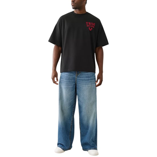 True Religion Mens T Shirts Short Sleeve Flocked Summer Crew Neck Tee - Image 2