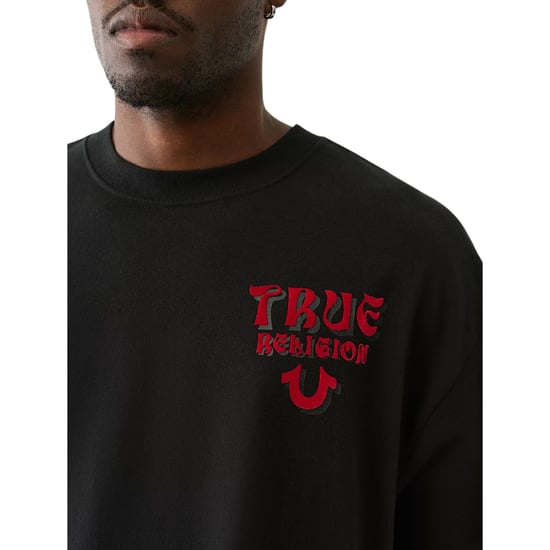 True Religion Mens T Shirts Short Sleeve Flocked Summer Crew Neck Tee - Image 3