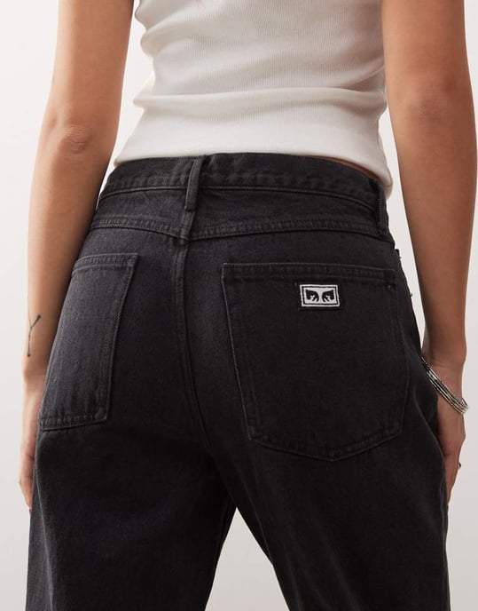 Obey everyday slim 5 pocket jeans in faded black - Image 4