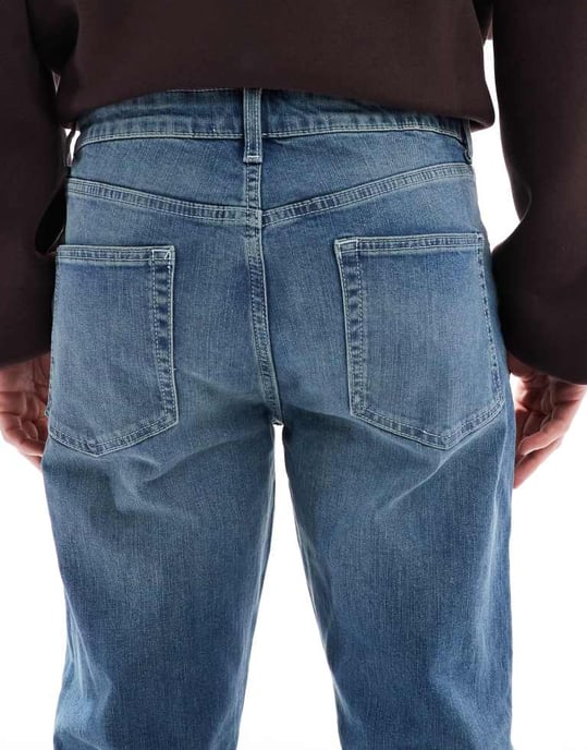 ASOS DESIGN skinnyjeans med grön ton i mörkblå tvätt - Image 4