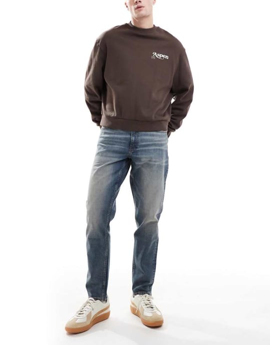 ASOS DESIGN skinny jeans i vintage medelblå tvätt - Image 1