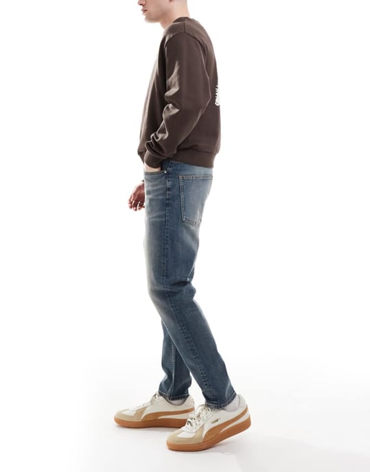 ASOS DESIGN skinny jeans i vintage medelblå tvätt - Image 3