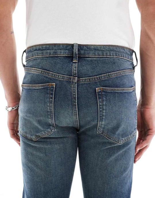 ASOS DESIGN smala jeans i medelblå tvätt - Image 2