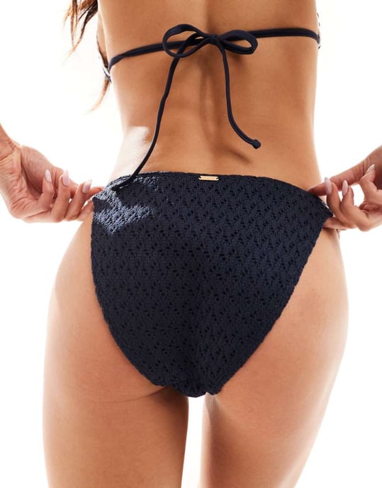 Hollister crochet mix high waist cheeky bottom co-ord in navy - Image 4