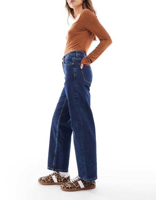 ASOS DESIGN ankle grazer straight leg jeans in indigo - MBLUE - Image 2