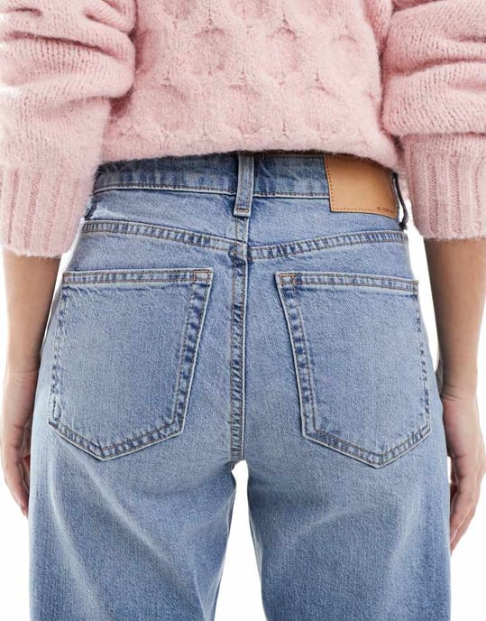 ASOS DESIGN ankle grazer straight leg jeans in mid blue - Image 4