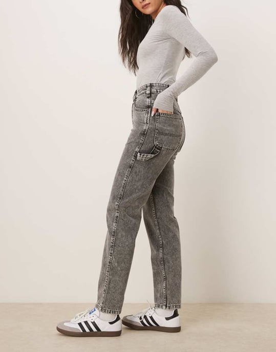 Dickies ellendale straight fit denim jeans in washed light grey - Image 3