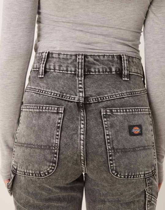 Dickies ellendale straight fit denim jeans in washed light grey - Image 4