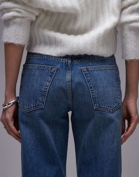 Topshop Runway mid rise rak jeans med sidoklyft i mellanblå - Image 4
