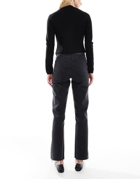 ASOS DESIGN Tall ankle grazer straight leg jeans in black - Image 2