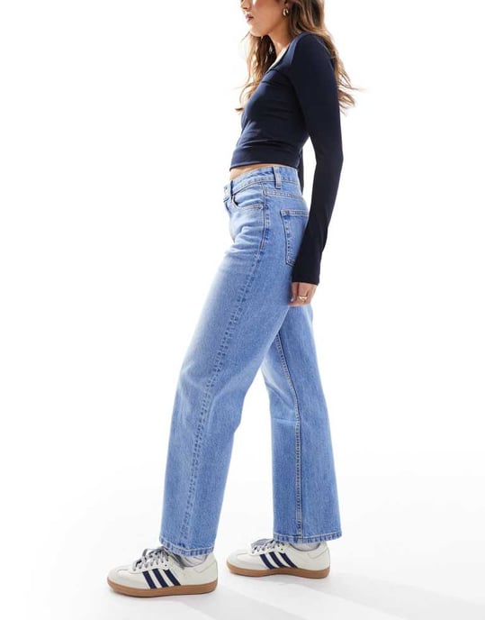 ASOS DESIGN ankle grazer straight leg jeans in bright blue - Image 3