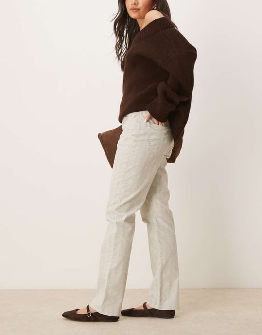 ASOS DESIGN straight leg herringbone flock jean in grey - Image 2