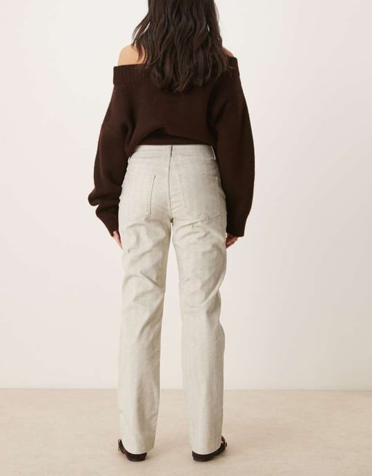 ASOS DESIGN straight leg herringbone flock jean in grey - Image 3