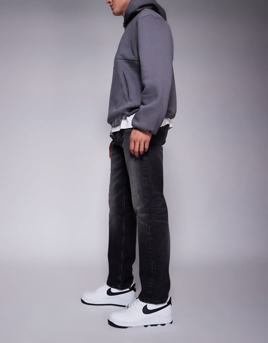 ASOS DESIGN raka stretchjeans i tvättad svart - Image 2