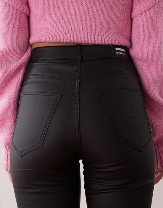 Dr Denim Moxy raka jeans i svart metall - Image 4