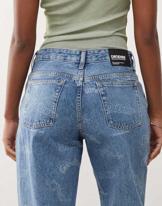 Dr Denim Hill avslappnad passform låg midja bred raka jeans i stream sky retro jubileum - Image 2