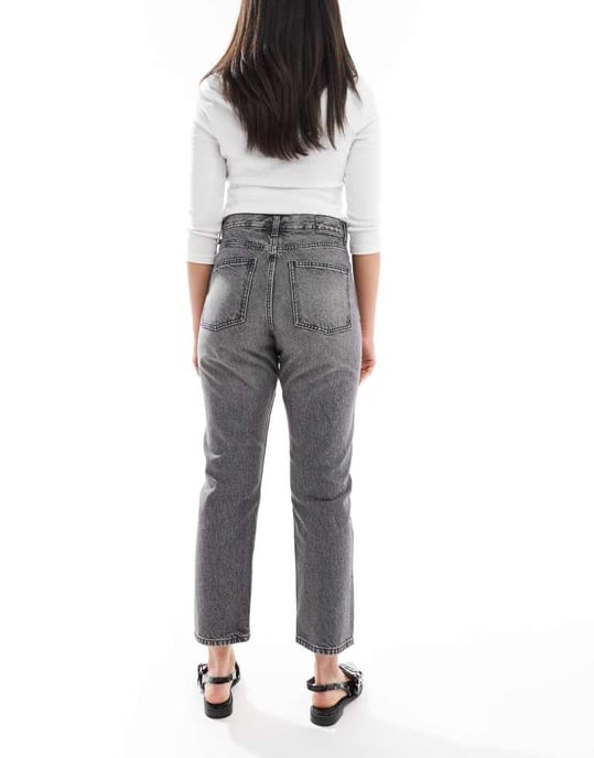 ASOS DESIGN korta midjehöga raka jeans i grått - Image 2