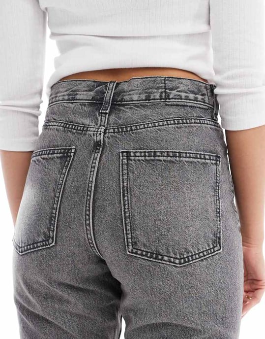 ASOS DESIGN korta midjehöga raka jeans i grått - Image 4