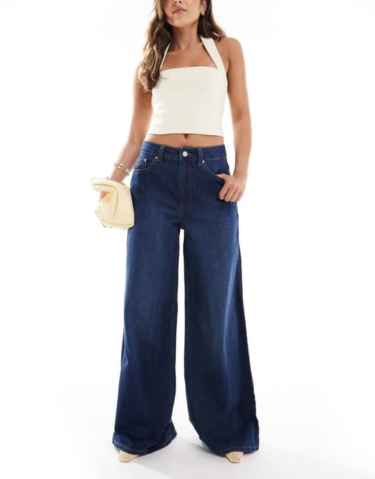 ASOS DESIGN vida jeans i tvättad - MÖRKBLÅ - Image 1