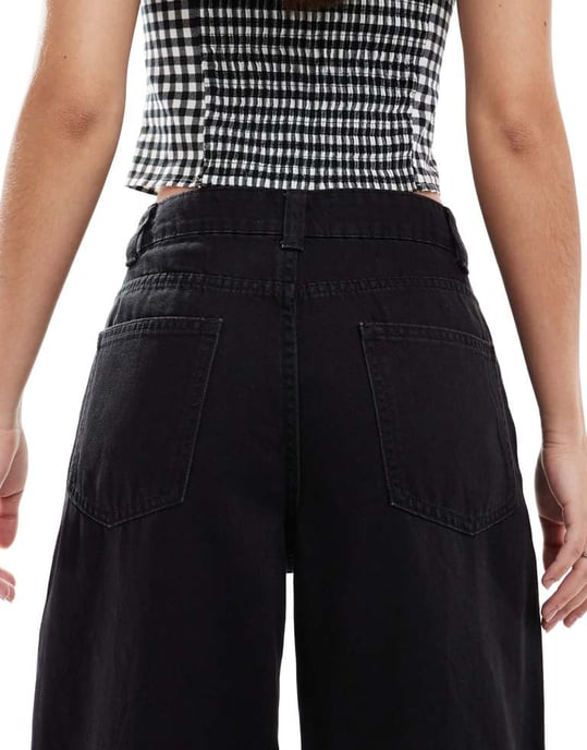 ASOS DESIGN wide leg jean in washed black - BLACK - Image 4
