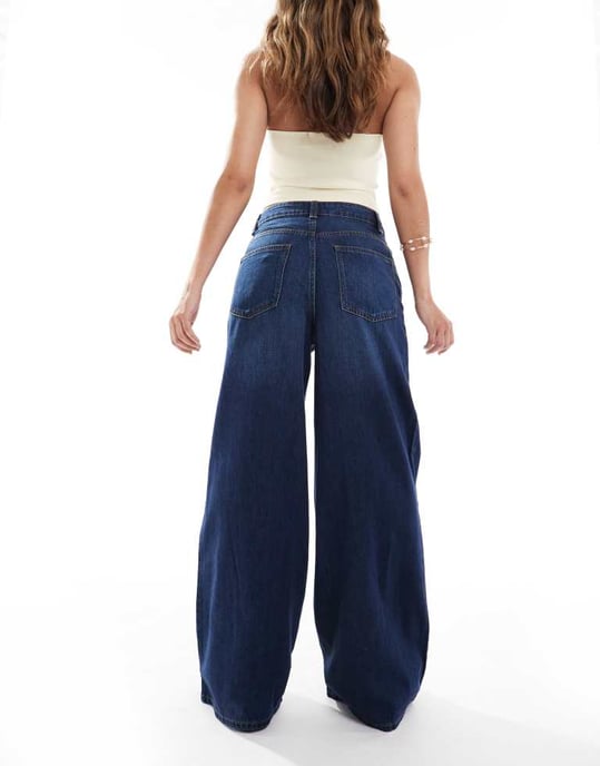 ASOS DESIGN wide leg jean in rinse - NAVY - Image 3