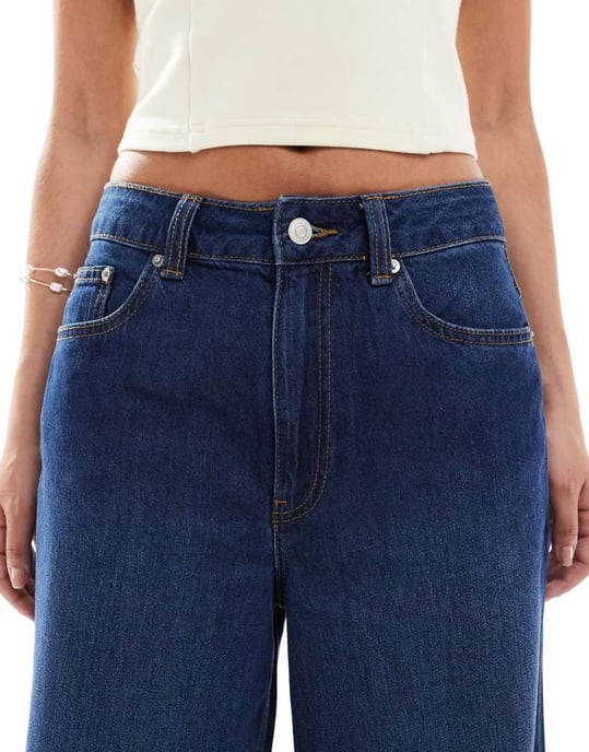 ASOS DESIGN wide leg jean in rinse - NAVY - Image 4
