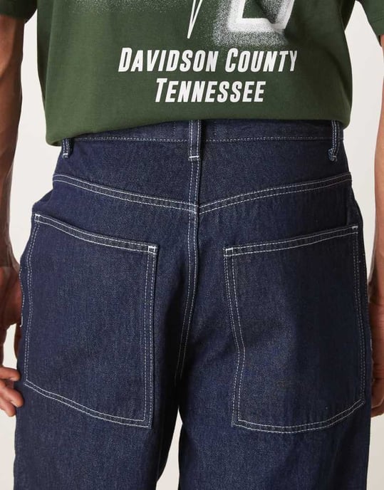 ASOS DESIGN vida skaterjeans med kontrastsöm i tvättad färg - Image 3