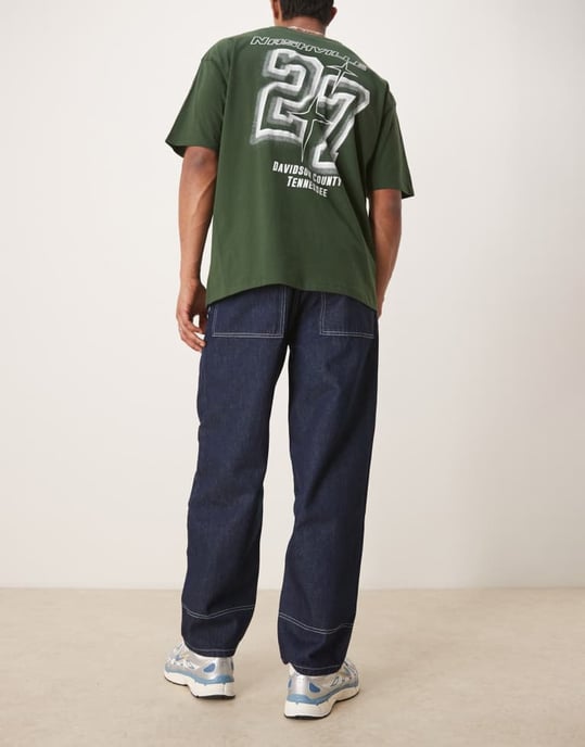 ASOS DESIGN vida skaterjeans med kontrastsöm i tvättad färg - Image 4