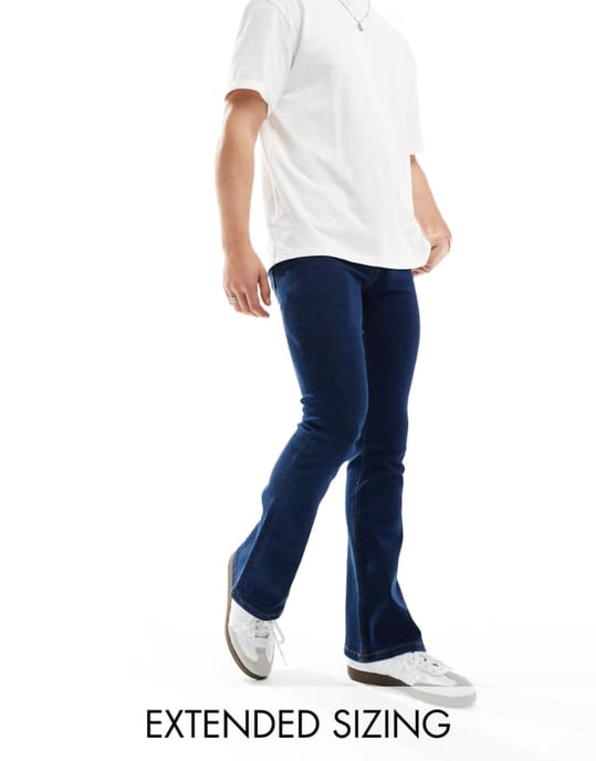ASOS DESIGN stretch flare jeans in dark wash blue - Image 1