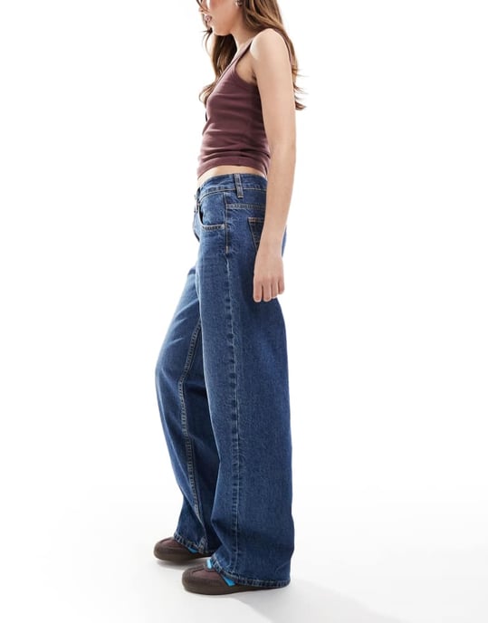 ASOS DESIGN lågt skurna baggy jeans i mörkblå - Image 3