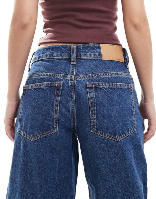 ASOS DESIGN lågt skurna baggy jeans i mörkblå - Image 4