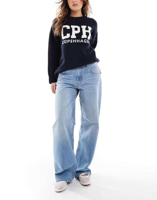 ASOS DESIGN low rise baggy jeans in lightwash - Image 1