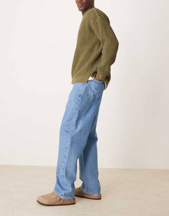 ASOS DESIGN super baggy jeans i mellanblekt blå - Image 3