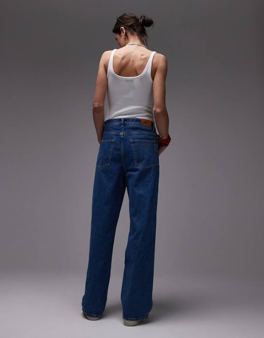 Lacoste co-ord baggy fit denim jeans in midwash blue with contrast stitching - Image 2