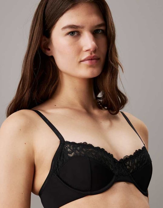 Calvin Klein Attraction lace detail demi underwire bra in black - Image 3