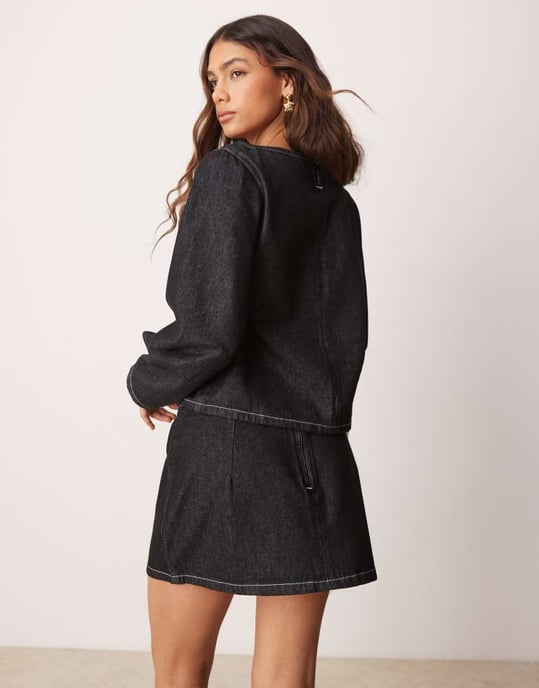 ASOS DESIGN ren denim mikro kjol i svart - Image 3