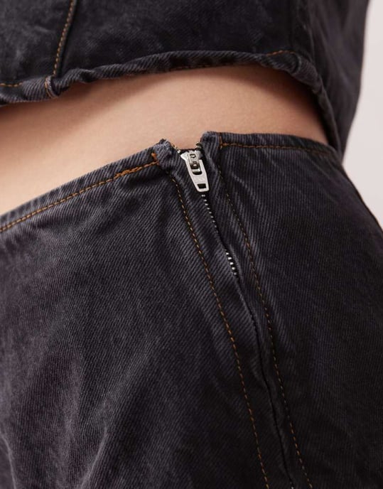 COLLUSION denim bubble skirt co-ord in black - Image 3